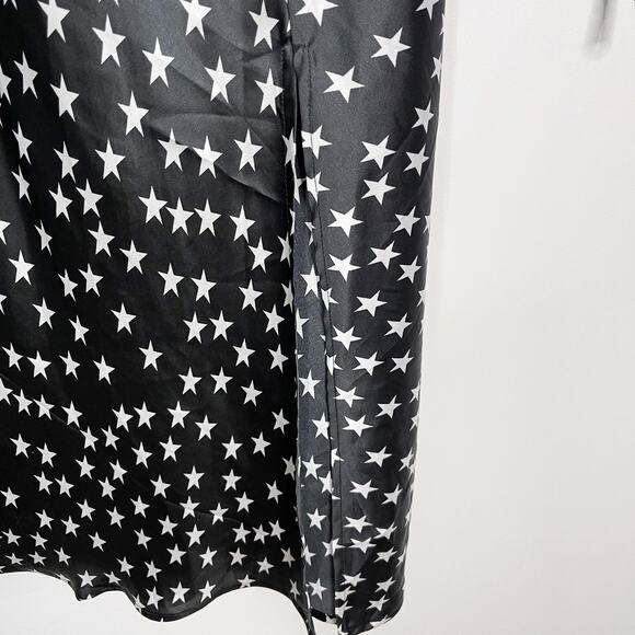 ASOS Maternity US 8 Black White Star Print Long Sleeve Maxi Dress Cinched VNeck - Picture 7 of 13